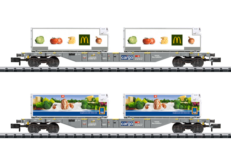 Minitrix 15488 "Foodstuffs Refrigerated Transport" Container Transport Car Set