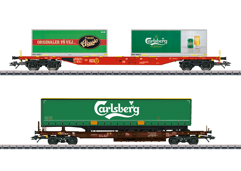 Marklin Gauge H0 - Article No. 47109 "Carlsberg and Tuborg" KLV (Combination Load Service) Freight Car Set